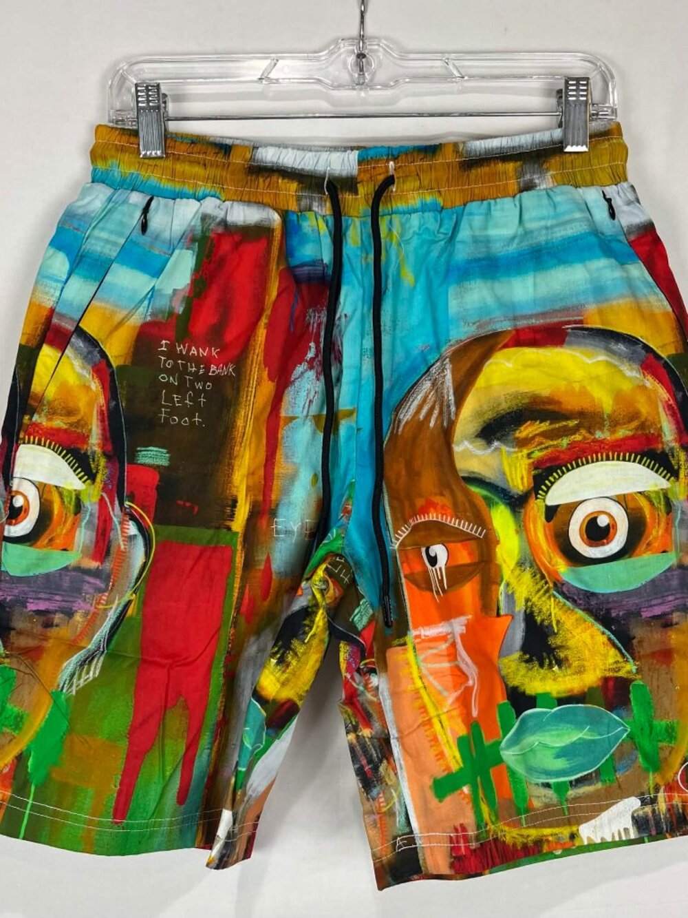 NWT Tango Hotel Self Portrait Mens Multi Abstract Art Swim Trunks Sz Small